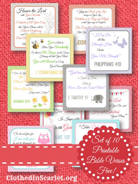 There's also a pdf file with single bible verses per page. Set of 10 FREE Bible Verse Printables