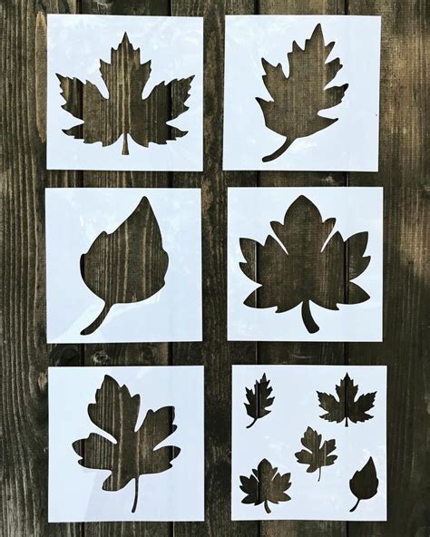Reusable Fall Leaves Stencil Bundle Autumn Stencil Leaf Etsy