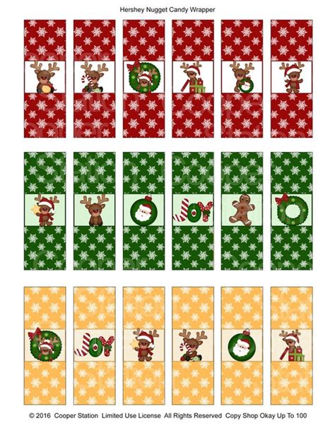 *to create your own personalized candy bar wrappers* 1. Digital Printable Holiday Hershey Nugget Candy Wrappers