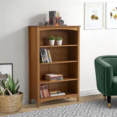 Camaflexi Shaker Style Cherry Wood 4 Shelf Bookcase In The Bookcases