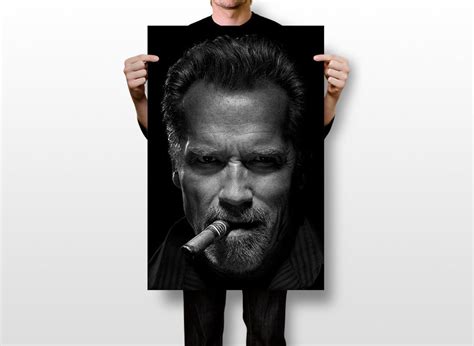 Arnold Schwarzenegger With Cigar Actor Graphic Print Wall Art Etsy