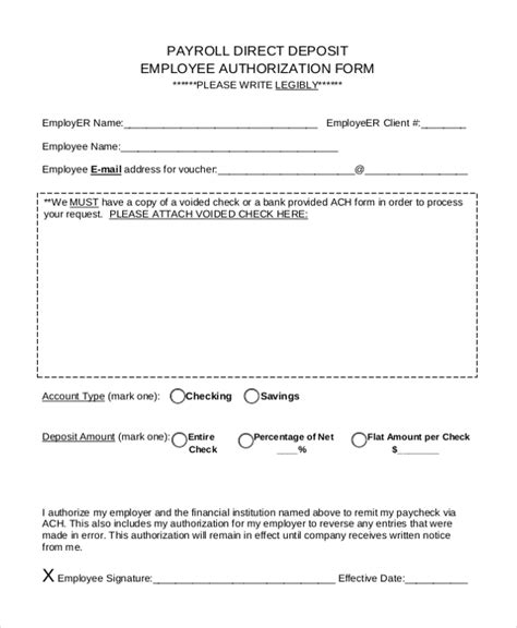 Free 10 Sample Payroll Direct Deposit Forms In Pdf Ms Word Excel
