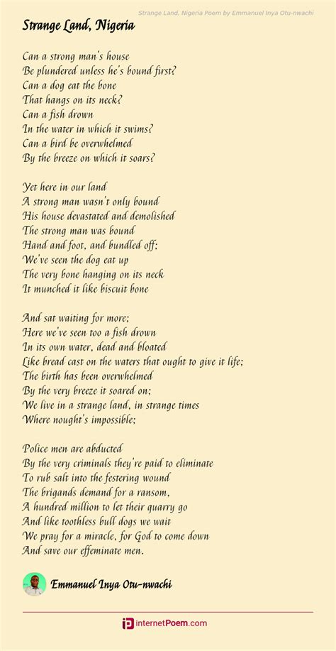 Strange Land Nigeria Poem By Emmanuel Inya Otu Nwachi