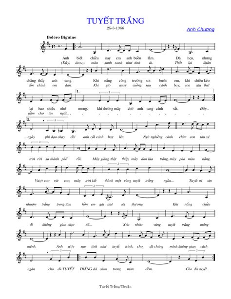 TuyẾttrẮng Sheet Music For Piano Solo