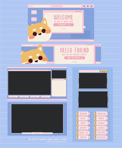 Cute Twitch Shiba Inu Window Os Design In 2021 Overlays Streaming