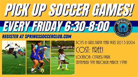 Ssc Pick Up Soccer Games Springs Soccer Club