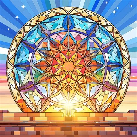 Premium Photo Heavenly Light Holy Cross Stained Glass Material With