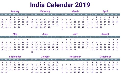 2019 Calendar Of India Qualads