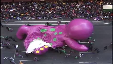 Watch A Barney Balloon Die During The 1997 Thanksgiving Day Parade
