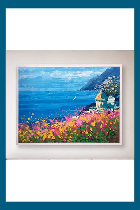 Positano Italy Painting Sea View Amalfi Coast Wall Art Hand Painted Oil