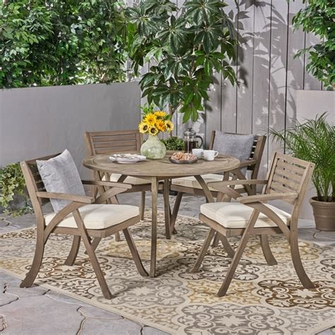 Hermosa Outdoor 5 Piece Acacia Wood Dining Set By Christopher Knight