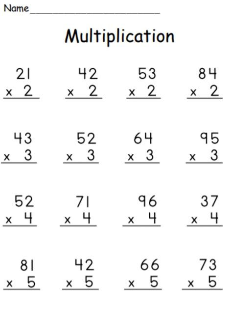 Multiplication By 2 Digit Numbers Worksheet