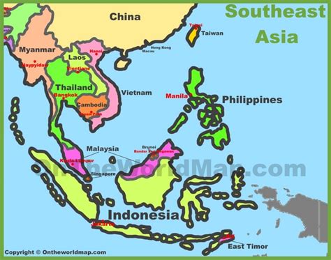 Map Of Southeast Asia Southeastern Asia Ontheworldmap