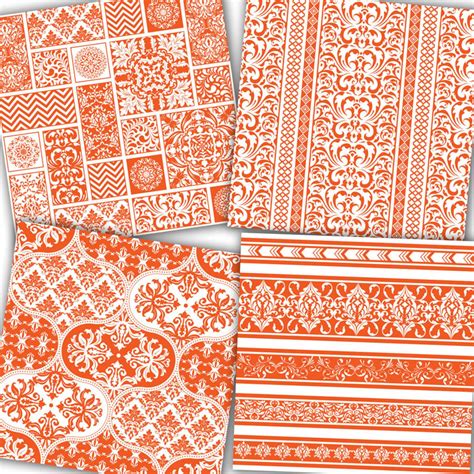 Orange Scrapbook Paper Orange Seamless Patterns Etsy