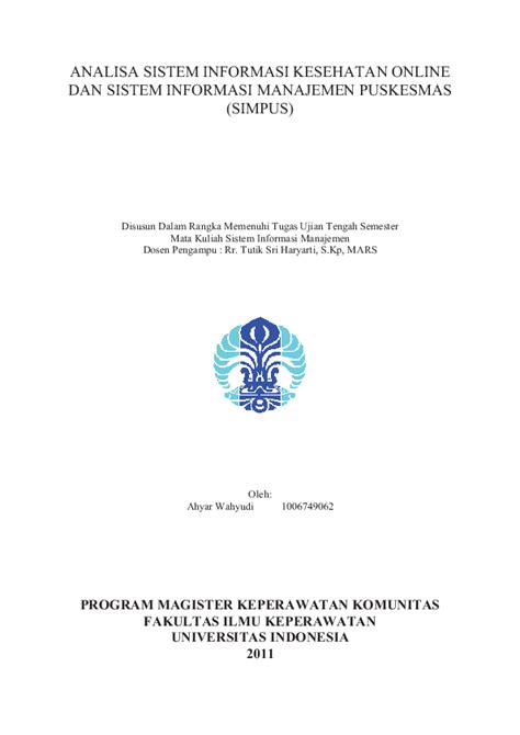 Jurnal dalam bentuk pdf 1. Sistem Informasi Manajemen Keperawatan Pdf | Revisi Id