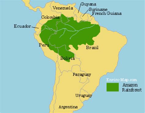South America Map With Amazon Rainforest Map Of World
