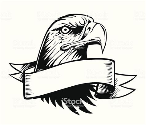This Is A Black And White Illustration Of A Eagle With A Vintage