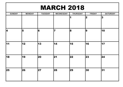 Printable Calendar 2019 Free March 2018 Printable Calendar Blank