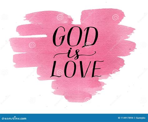 Hand Lettering God Is Love On Watercolor Pink Heart Stock Photography