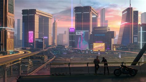 1920x1080 Cyberpunk 2077 Sunset Over Night City Laptop Full Hd 1080p Hd 4k Wallpapers Images