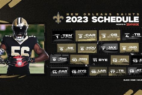 New Orleans Saints 2023 Schedule Presented By Seatgeek Announced