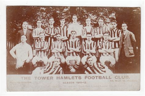 Tower Hamlets Football Club Team Season 1911 12 Postcard Rp East London