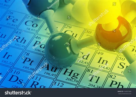 Molecule Model On Periodic Table Elements Stock Photo 164007080