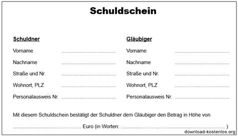 Für alle die einen schuldschein benötigen, habe ich auf dieser seite einen kostenlosen pdf vordruck zum ausdrucken bereitgestellt. Schuldschein Vordruck (PDF Download)