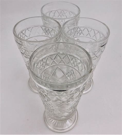 Hazel Atlas Gothic Big Top Peanut Butter Footed Water Goblets Glasses