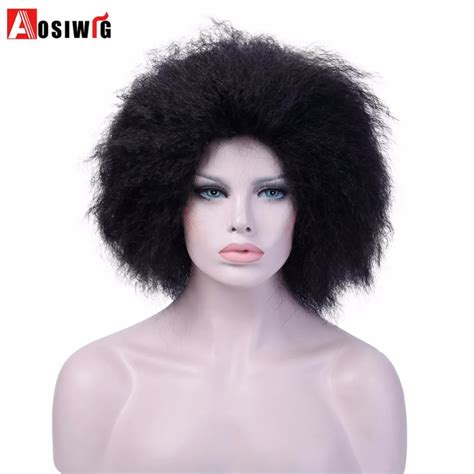 buy aosiwig 6inch hair synthetic short kinky curly afro wig fluffy wigs for