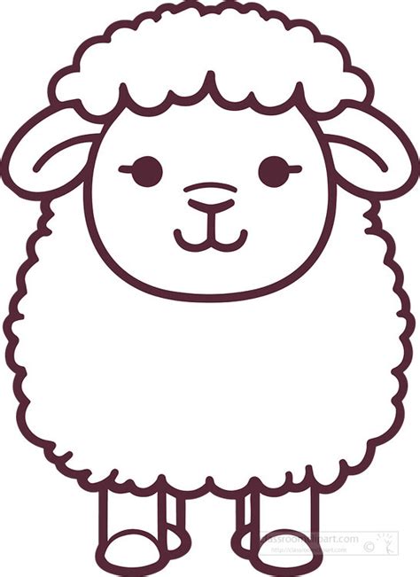 Sheep Clipart Smiling Cute Sheep Coloring Pages Black Outline Printable