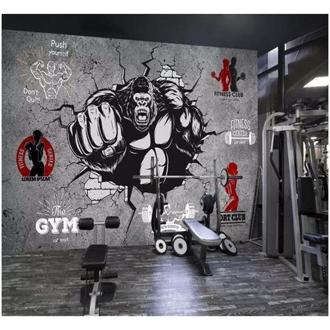 Personality Creative Fitness Bodybuilder Gorilla 3d Wall Paper Roll Gym
