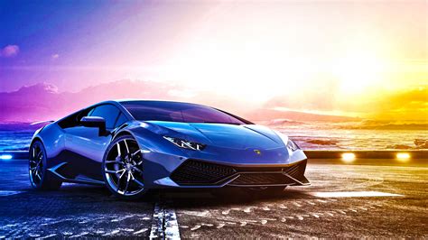 Desktop Wallpaper Lamborghini Blue Sports Car Hd Image Picture