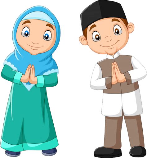 Muslim Cartoon Child Illustration Gambar Kartun Anak Muslim Belajar