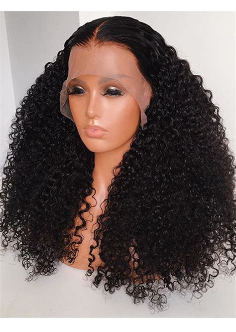 Mongolian Kinky Curly Full Density Human Hair Lace Front Wigs Deep Curl