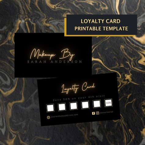 Luxury Printable Loyalty Cards Template Gold Black Loyalty Card For