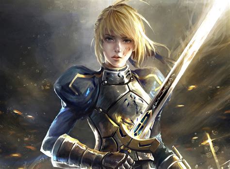 Warrior Women Blonde Sword Fantasy Art Artwork Saber