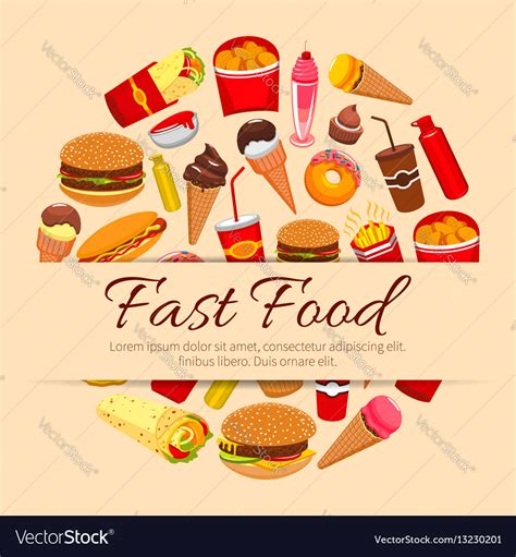 Fast Food Snacks And Desserts Poster Royalty Free Vector