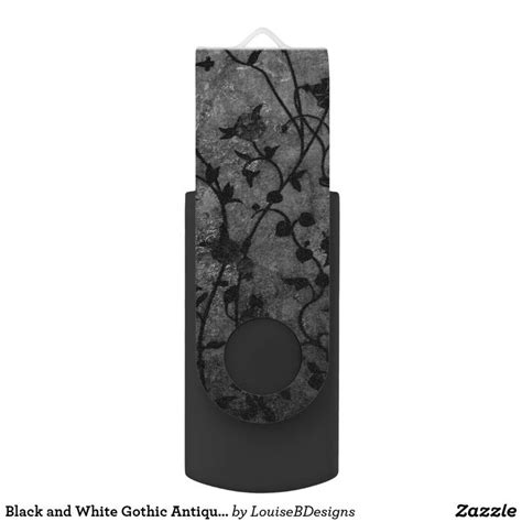 Black And White Gothic Antique Floral Flash Drive Thumb Drive Flash
