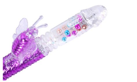 Rabbit Vibrator Thrusting Beads Waterproof With Rotating Purple