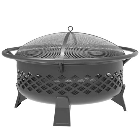 Big Horn 35 In Black Round Steel Wood Burning Fire Pit By Big Horn At