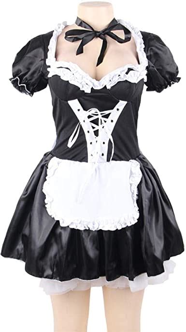 Shndhi Lingerie Halloween Satin French Maid Adult Uniform Fancy Dress