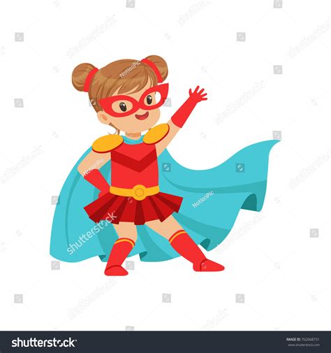 Comic Brave Kid Superhero Red Costume Stock Vector Royalty Free 762668731