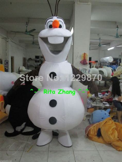Smiling Frozen Olaf Mascot Costume Cartoon Character Costume Free