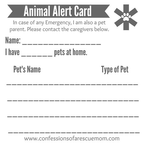 Thanks for all the input but many of the replies say care credit is great, as long as you pay it off but yeah so is a credit card. {Printable} Animal Alert Card - Fill out and put in your ...