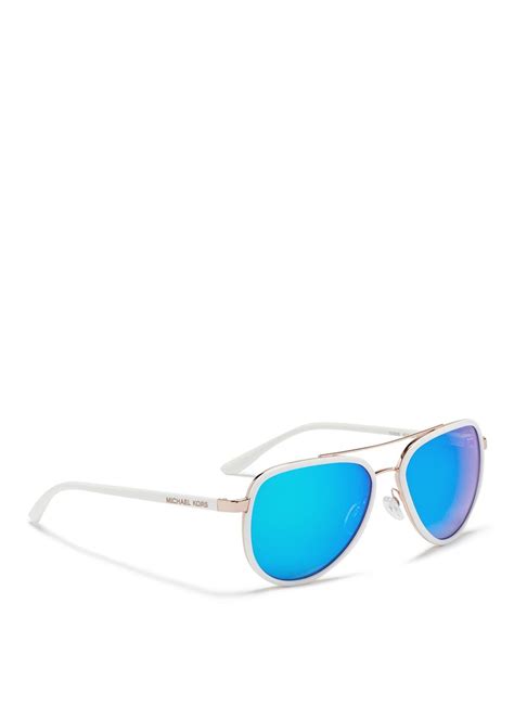 michael kors playa norte metal rim mirror aviator sunglasses in blue lyst