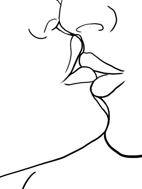 Minimal Line Art Kissing Line Drawing Ashley Chase Dessin De Visages Dessin Corps Féminin