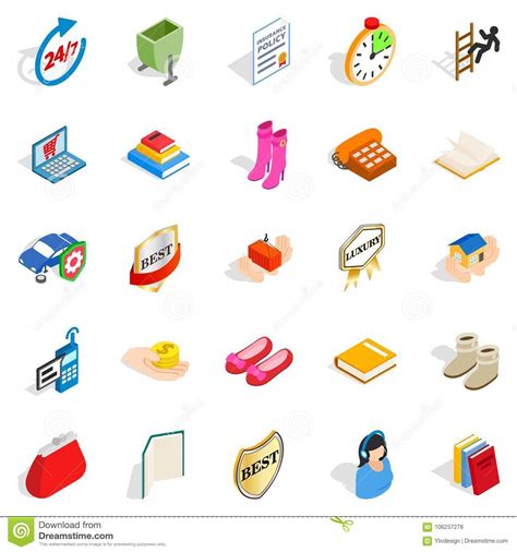 Commercial Icons Set Isometric Style Stock Vector Illustration Of