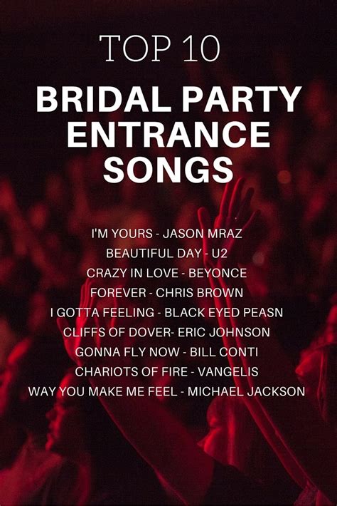 Is this wedding entrance music appropriate for the wedding reception? Bridal Party Entrance Songs | | TopWeddingSites.com