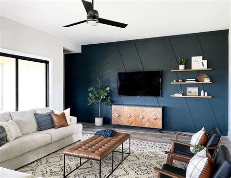 Navy Feature Wall Living Room Berkahi